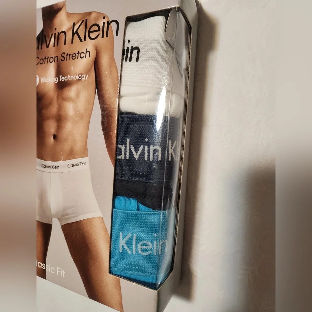 ✨️💕NWT Calvin Klein 3 Pack Boxers Cotton Stretch Blue White XL